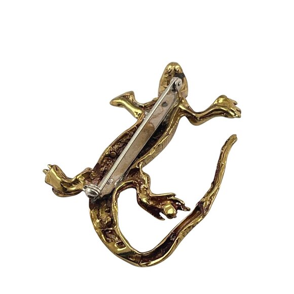 Gold-Toned Lizard Brooch Pin Jewelry Accessory - Picture 4 of 6